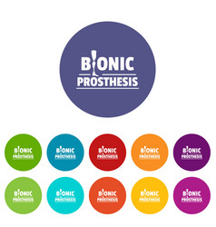 Bionic Prosthesis Icons Set Color