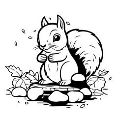 Squirrel With Nuts And Autumn Leaves