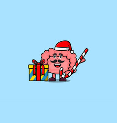 Cartoon Intestine Santa Clause Bring Candy Cane