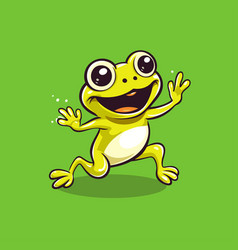 Frog Cartoon Character On Green Background