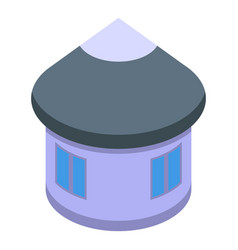 Round Bungalow Icon Isometric Beach House