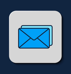 Filled Outline Envelope Icon Isolated On Blue