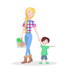 Family Shopping Cartoon Flat Concept