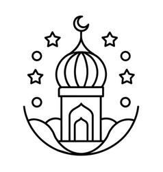 Hand Drawn Mosque Line Drawing Golden