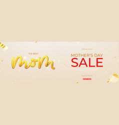 Mother S Day Sale Ad Banner Realistic 3d Golden