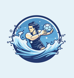 Soccer Player With Ball In The Water