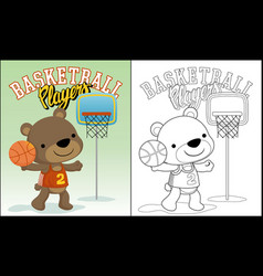 Bear Cartoon Playing Basketball