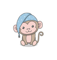 Cute Monkey Wearing Sleeping Hat