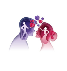 Man And Woman Looking At Each Other Giving Hearts