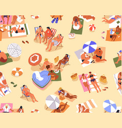 Seamless Beach Pattern With People Sunbathing