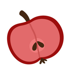 Simple Half Apple In Flat Style