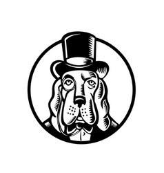 Basset Hound Wearing Monocle And Top Hat Circle