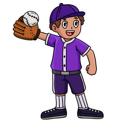 Boy Raising Baseball Cartoon Colored Clipart