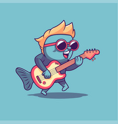 Cute Cartoon Guitarist Character With Sunglasses