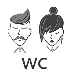 Abstract Man And Woman Face With Stylish Hairstyle