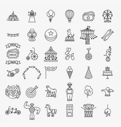 Circus Line Icons Set