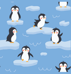 Cute Penguin Cartoon Characters In Seamless