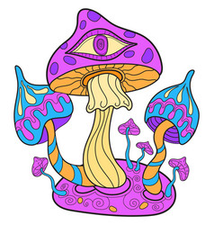 Psychedelic Neon Mushroom With Open Eye Fantasy