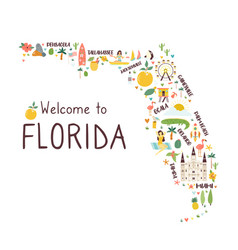 Abstract Map Florida With Symbols