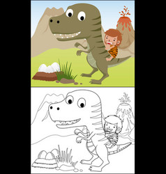 Cartoon Of Caveman Riding Dinosaurs