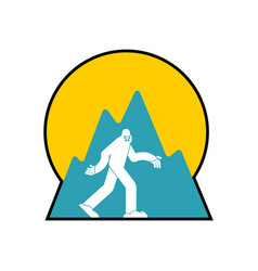 Yeti And Mountains Symbol Bigfoot And Forest Sign