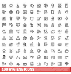 100 Hygiene Icons Set Outline Style