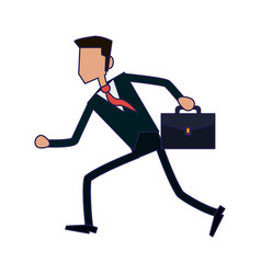 Businessman Running With Briefcase Blue Lines