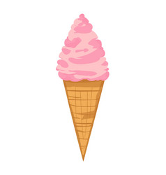 Ice Cream In Cartoon Style Pink Color Isolated