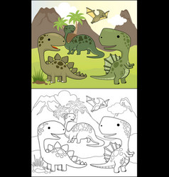 Group Of Dinosaurs Cartoon