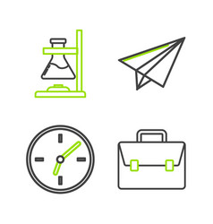 Set Line Briefcase Clock Paper Airplane