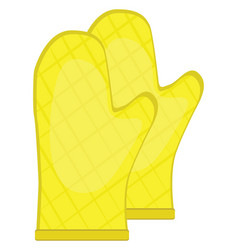 Yellow Oven Mittens On A White Background