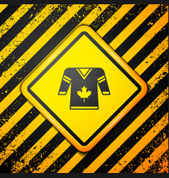 Black Hockey Jersey Icon Isolated On Yellow