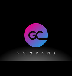 Gc Letter Logo Design Icon With Purple Neon Blue