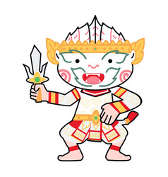 Cute Cartoon Hanuman Thai Character