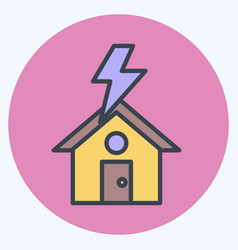 Icon Lightning Striking House Suitable