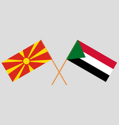 Crossed Flags Of North Macedonia And Sudan