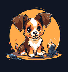 Cute Cartoon Dog With A Lighter And Cigar