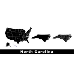 North Carolina State Map Usa Set Of