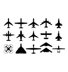 Airplane Icons Aircraft Silhouettes Flying Jet