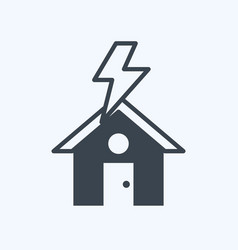 Icon Lightning Striking House Suitable