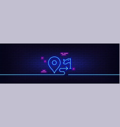 Journey Line Icon Road Path Sign Neon Light Glow