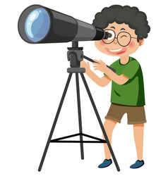 A Boy Looking Through Telescope