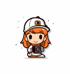 Cute Girl Photographer Mascot Cartoon