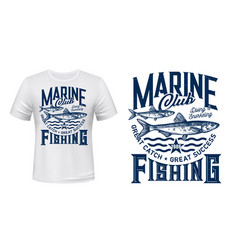 T-shirt Print With Anchovy Fish Mascot Label