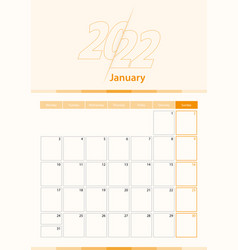 Modern Vertical Calendar Sheet For January 2022