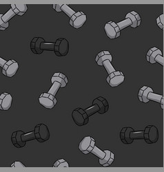 Seamless Fitness Pattern Of Dumbbells Dark