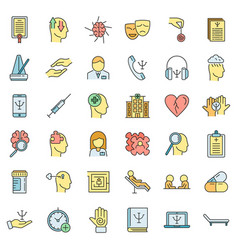 Supporting Mental Health Icons Set Color