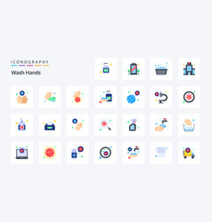 25 Wash Hands Flat Color Icon Pack