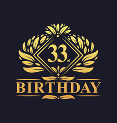 33 Years Birthday Logo Luxury Golden 33rd