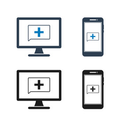 Online Healthcare Icon Set Flat Style Eps